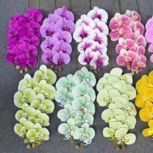 Lifelike Artificial Phalaenopsis Orchids | 3D Printed Film & Fabric Material | Customizable Petal Sizes & Flower Head Counts